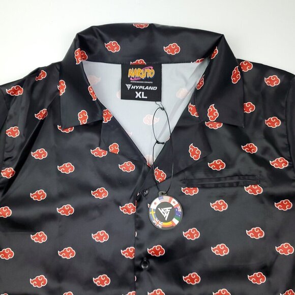 Naruto Hypland Akatsuki Shirt Silky Feel Anime Button Up Top Men's XL NWT - Picture 5 of 10